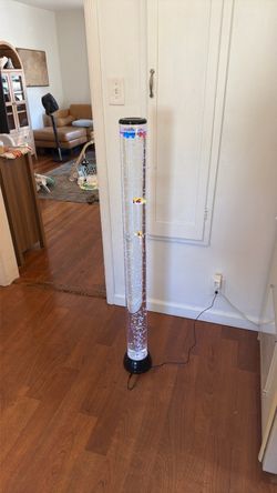 Bubble Tube Lamp, 4FT LED Sensory Bubble Tube Light, Remote Control, 20 Colors & 8 Floating Fish, Color Changing Bubble Column Floor Lamp, Calming Nig