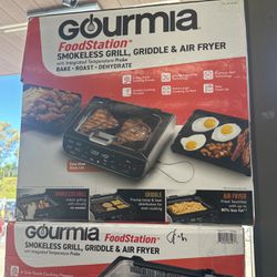 Gourmia FoodStation 5-in-1 Smokeless Grill & Air Fryer with Smoke-Extracting