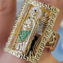 Income Tax Special 10k Yellow Gold Chino Bar Cz Sanjudas Greek Border Squared Solid Ring 10k Oro Amarillo Anio De Sanjudas 😍😍😍