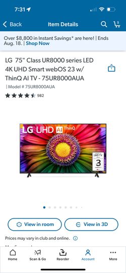 75” LG TV ThinQ