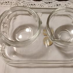 WALTHER GLASS TRAY SUGAR CREAMER W. GERMANY KRISTALLGLASS