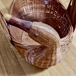 Vintage Basket. Classic wooden wicker Duck Basket. 