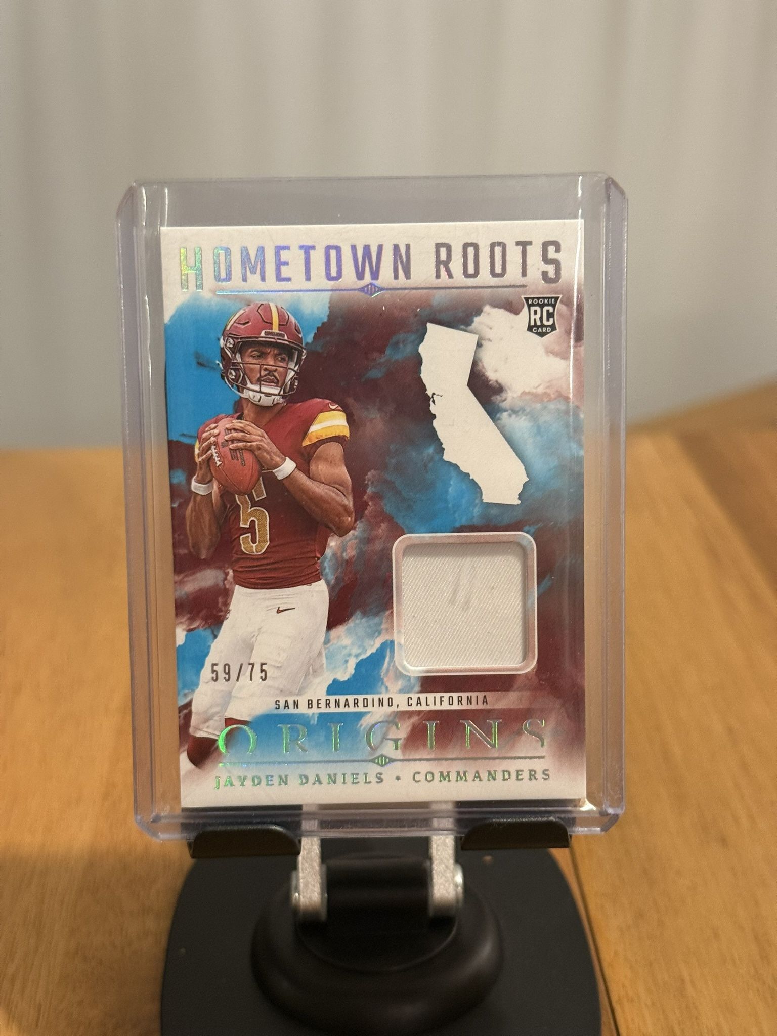 2024 PANINI ORIGINS JAYDEN DANIELS HOMETOWN ROOTS MULTI PATCH RC /75