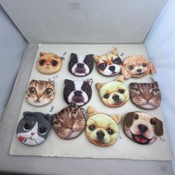 Lot of 12 Animal Face Coin Purses – Cats & Dogs(open to offers)