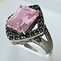 Sterling Silver Ice Pink Stone 