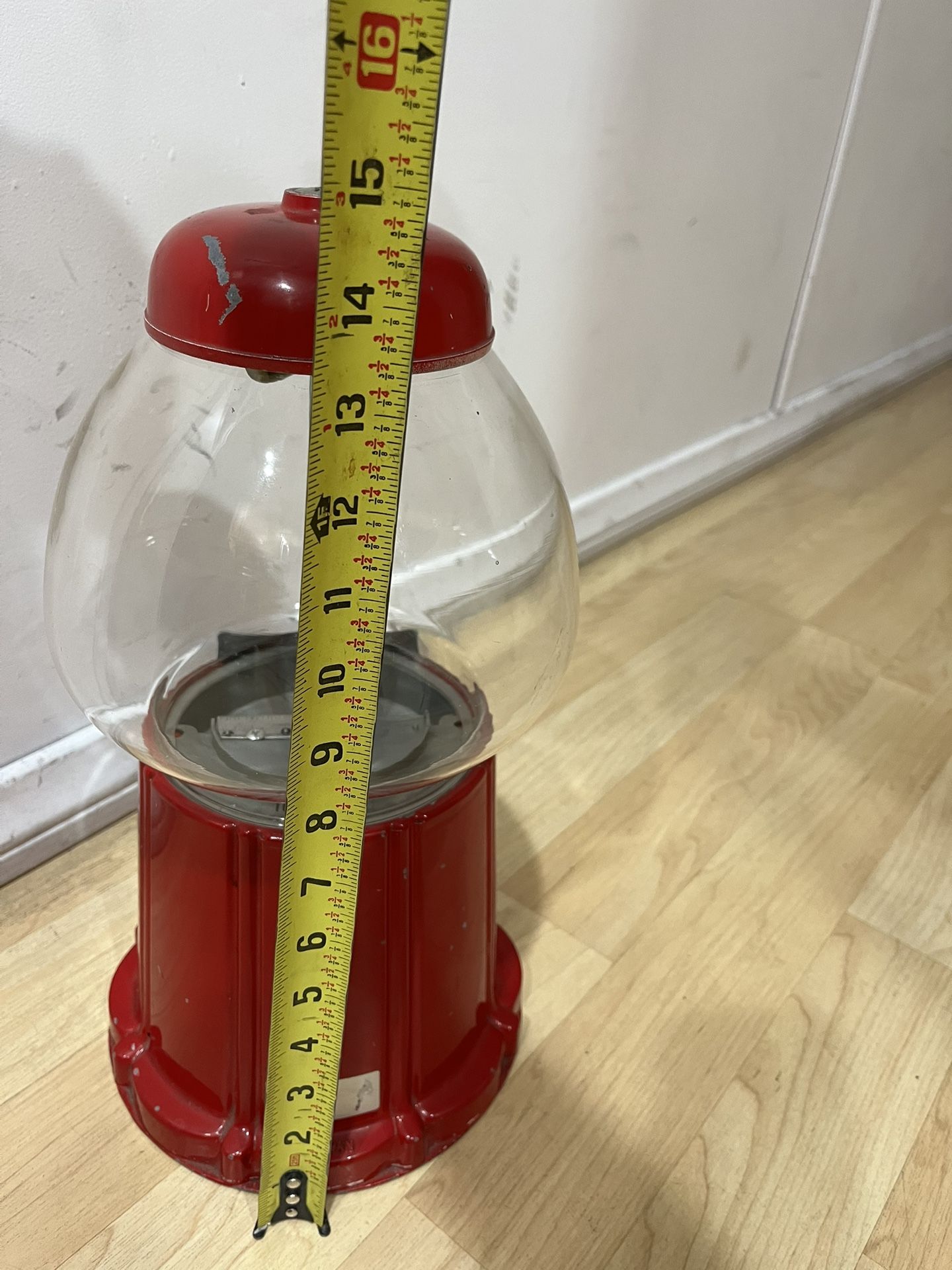 15” Tall Red Bubble Gum Machine