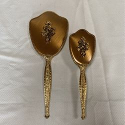 Antique Hand Mirror And Brush 