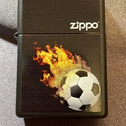 Zippo Lighter Collectible 2011 Flaming Soccer Ball Rare #120223-01