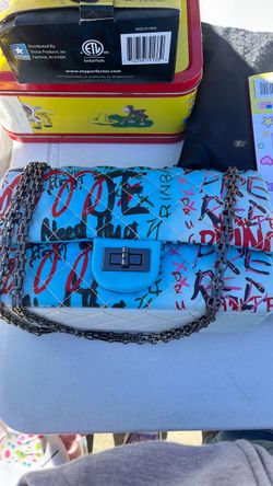 Blue grafitti purse