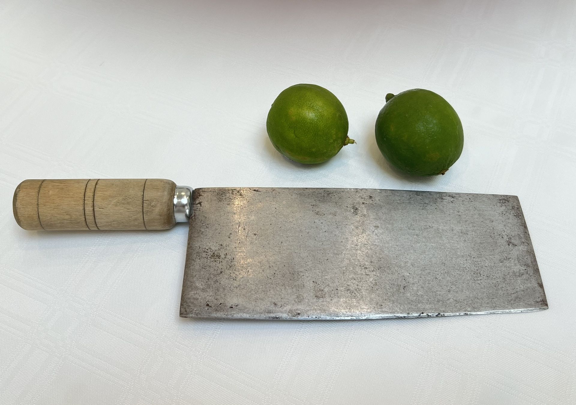 Antique - Vintage Butcher's Meat Cleaver Carbon Steel Knife Wood Handle ~ Large Meat Cleaver - Vintage Butcher Knife