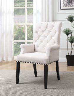 Phelps Upholstered Arm Chair Beige And Smokey Black- Lowest Prices Ever!