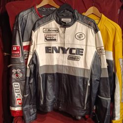 three leather jackets