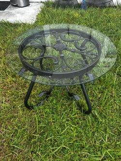 Small Outdoor Table – Cast Iron & Tempered Glass