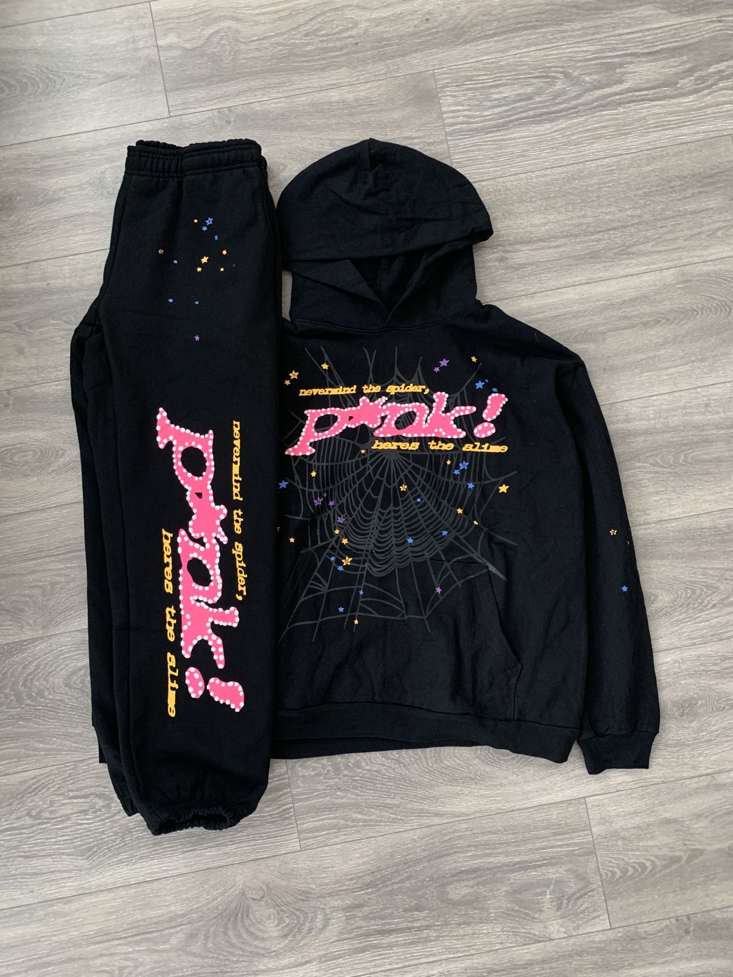 Black Punk Sp5der Hoodie And Pants Size XL