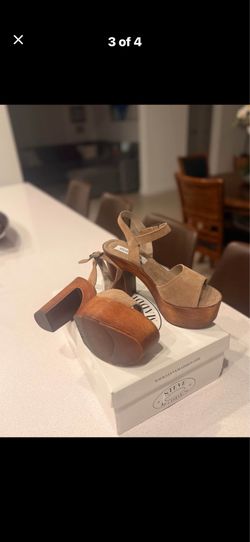 Steve Madden Tan Suede Platform Chunky Heel Sandals