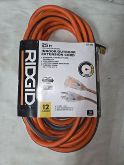 Ridgid 25ft Extension Cord 12 Gauge with Ligted Power  New (Price Is Firm)