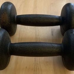 Pair of Vintage Cast Iron 5lb Dumbbells
