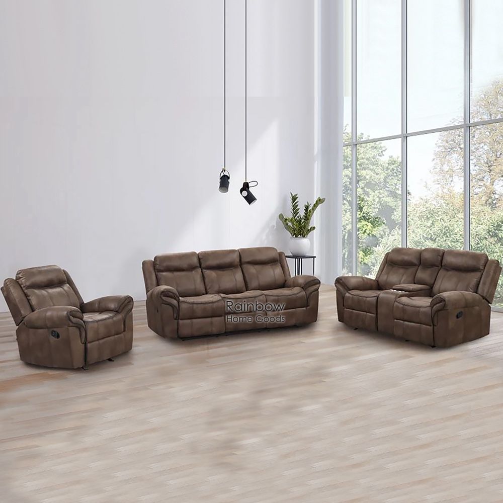 Recliner (Set Of 3pc), Living Room Set, Chair + Loveseat + 3-Seater Sofa Couch