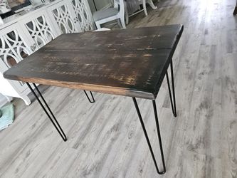 Industrial Desk/table Solid Distressed Solid Wood Top  Iron Legs Stunning Piece ADDED A FREE CHAIR 37w22 1/2 D 95 Ob