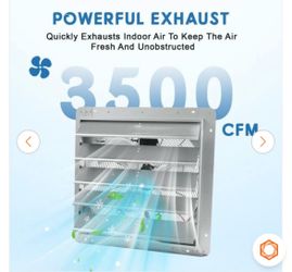 New-High-Speed Airflow Wall Mounted Shutter Exhaust Fan-20 in. Aluminum Ventilation, 2660 CFM, Automatic Shutter, Low Noise