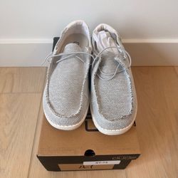 Hey Dude Loafers US 10 Women’s Gray/White Mesh Lace-Up Lightweight