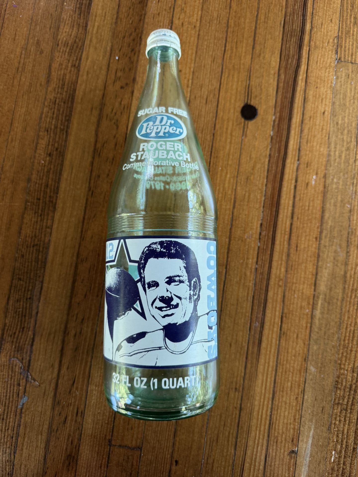 Roger Staubach Dr. Pepper 32oz Bottle Dallas Cowboys (1979)