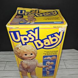 Vintage 1985 Kenner Upsy Baby Pull String Motion Kids Toy Doll In Box