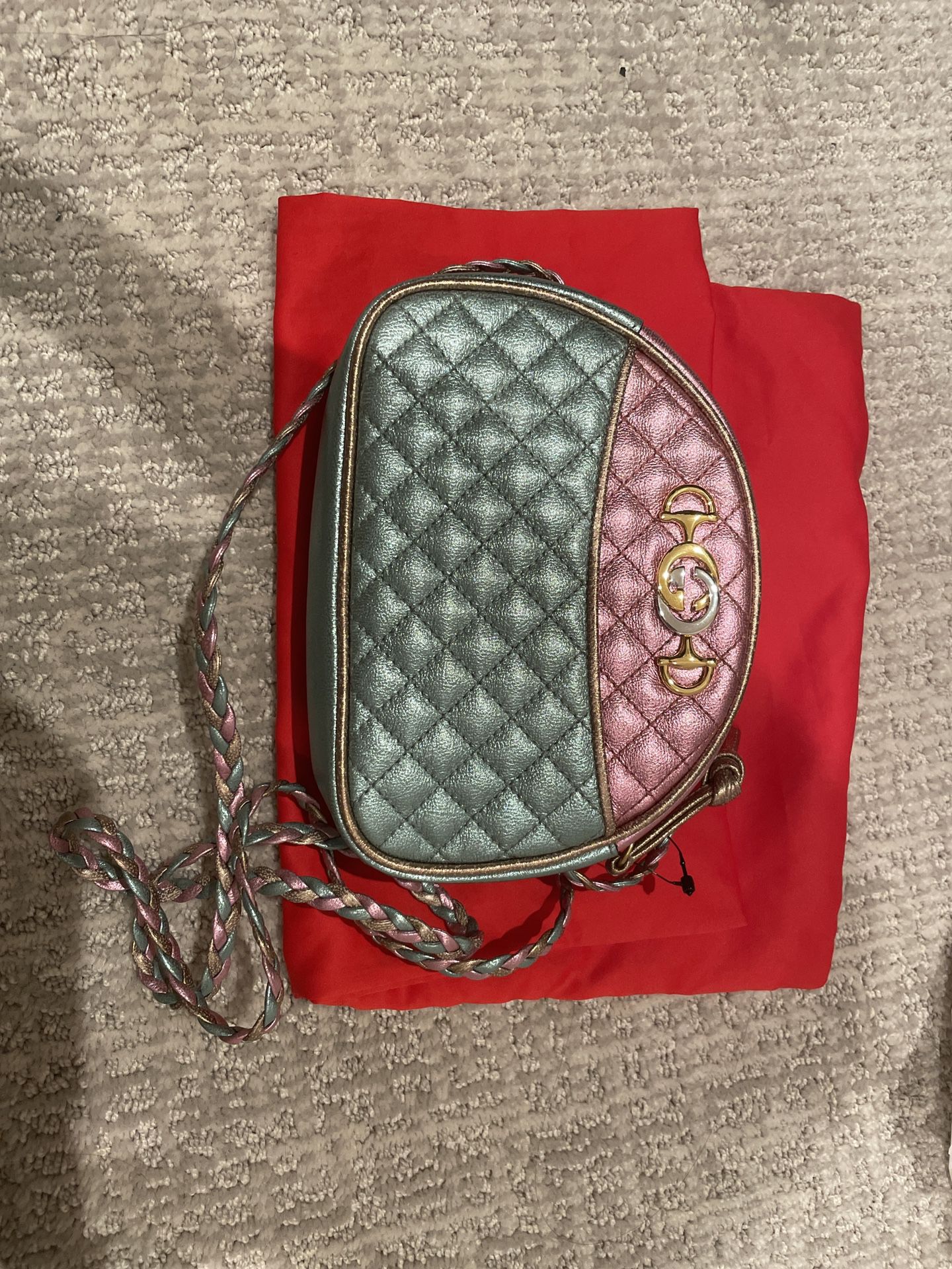 Gucci Pink and Blue Laminated Leather Mini Bag