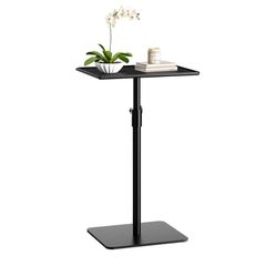 Metal End Table, Height Adjustable Side Tables Living Room, Small Side Table for Small Spaces with Matte Black Tray, Square Drink Coffee Tables Sofa T