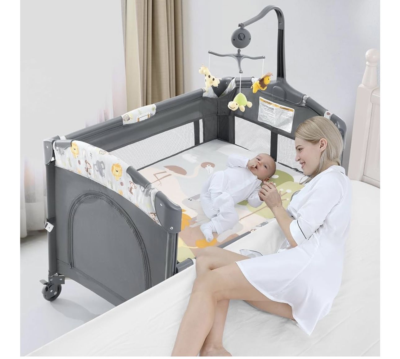 New- 5 In 1 Bedside Sleeper/Playpen /Bassinet