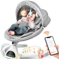 Baby Swings for Infants - Exclusive App & Bluetooth Function, Electric Baby Swing with 5 Point Harness & 5 Sway Speeds, 10 Preset Lullabies, Portable 