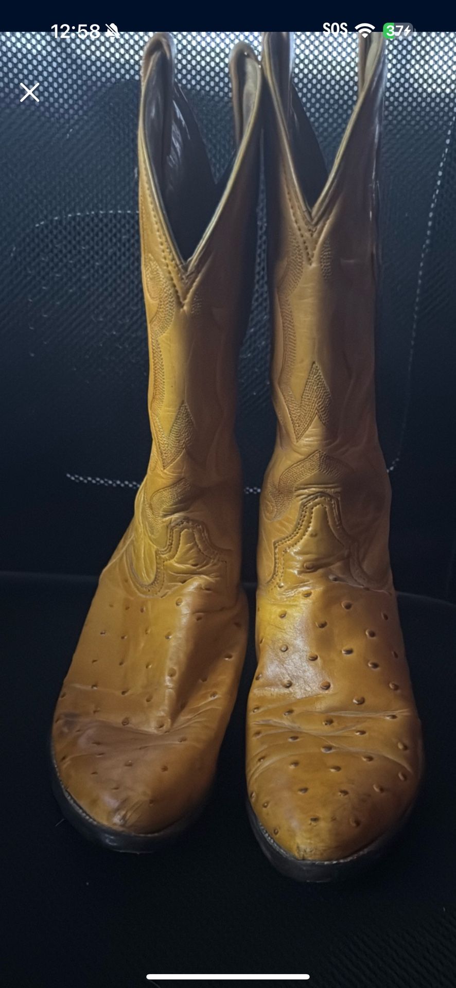 Denver Boots Ostrich Pointy Toe Cowboy Boots Size 8 Mens