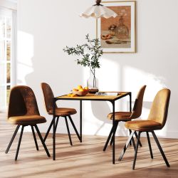 Homy Casa Milliken 5 Piece Dining Table Set with 4 Sunflower Upholstered Chairs,Brown
