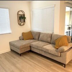 Corduroy Sectional L-Couch w/ Reversible Chaise