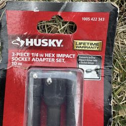 Husky 3 Piece 1/4in Hex Impact Socket Adapter Set 10in 1005 422 343