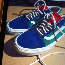 VANS SNEAKERS OLD SKOOL WOMEN'S/MEN'S SIZE 7 MULTICOLORED SUEDE COLOR LOCK SKATEBOARDING
