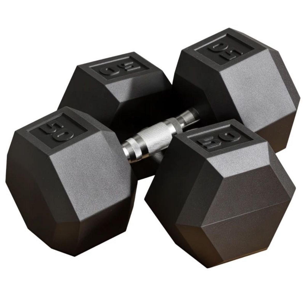 2 x 50lbs Hex Dumbbell Set of 2, Rubber Weights Exercise Fitness Dumbbell with Non-Slip Handles, Anti-roll, for Women or Men Home Gym Workout
