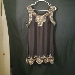 Blue Sequined Flapper Dress