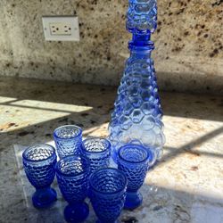 Vintage Empoli Blue Bubble Decanter