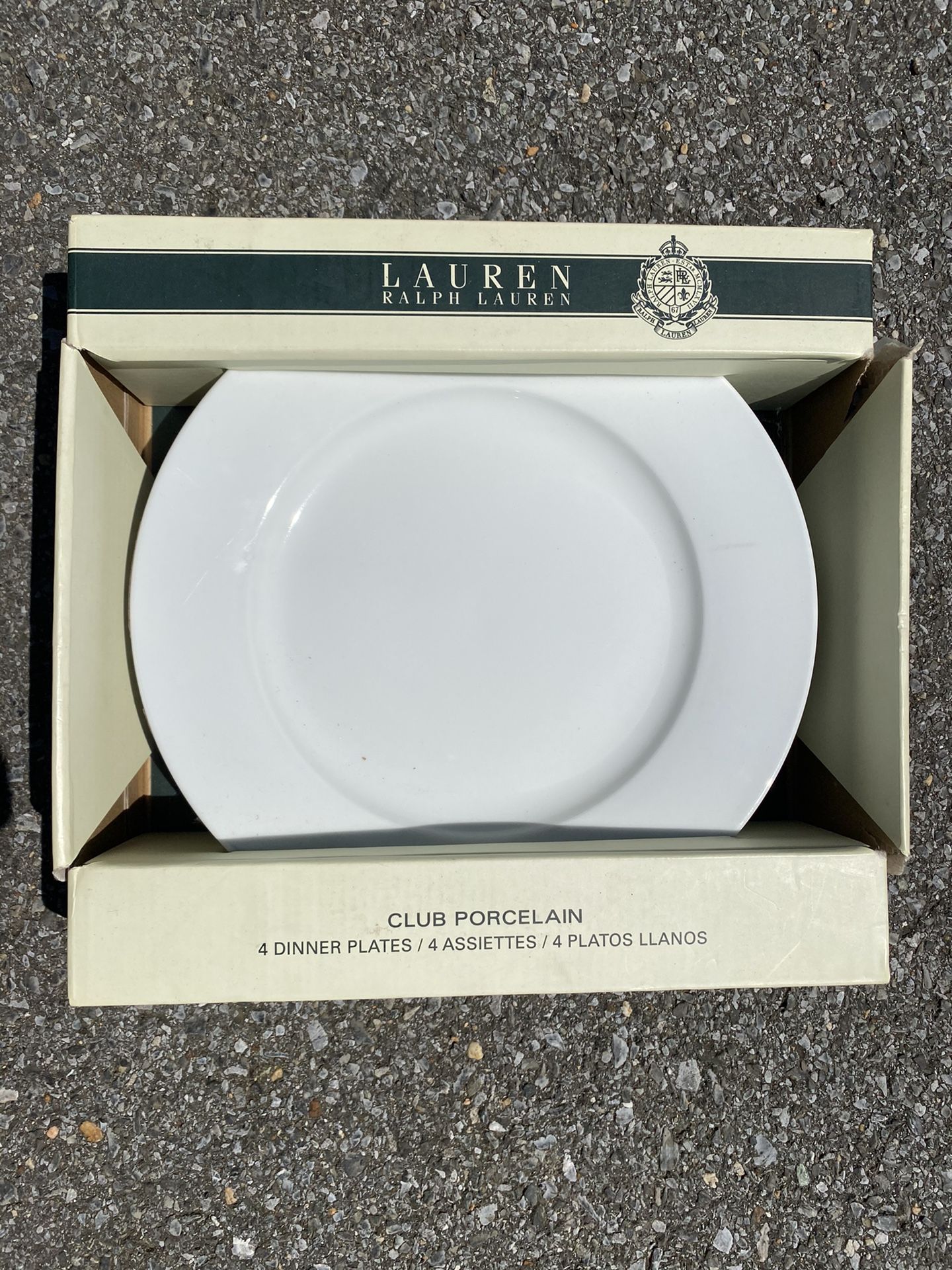 Ralph Lauren Club Porcelain Dinner Plates Set of 4