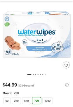 WaterWipes Sensitive Newborn & Baby Wipes- 720ct