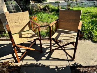 Antique 1960s teak wood director’s chairs