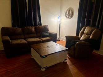 Couch and recliner and coffee table