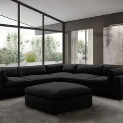 XL CLOUD BLACK Sectional + Ottoman Set