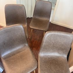 Set Of 4 Mid Century Modern Faux leather Dining Chairs