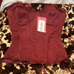 edikted Red Burgundy Corset Top
