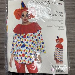 Clown Poncho Set Women’s Halloween Costume New