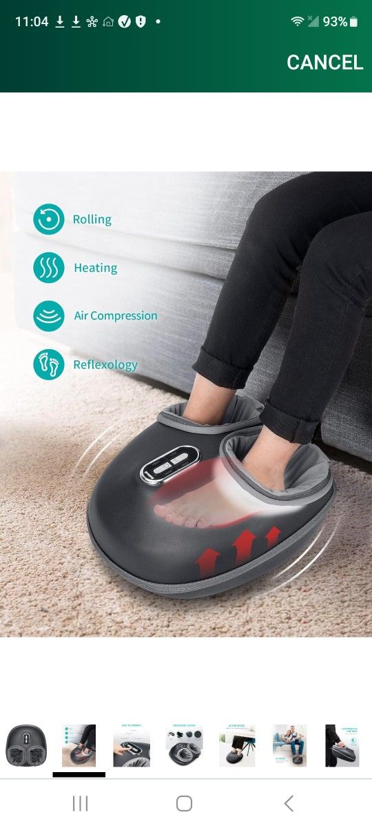 Vekteck Shiatsu Foot Massager Machine with Soothing Heat, Deep Kneading Therapy, Air Compression Improve Blood Circulation and Foot Black / White