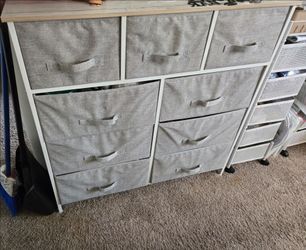 Fabric Drawer Dresser with Wood Top