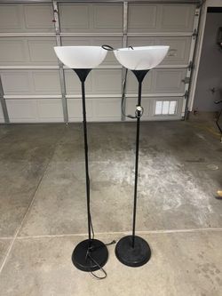 Set of 2 Modern Floor Lamps – Black & White
